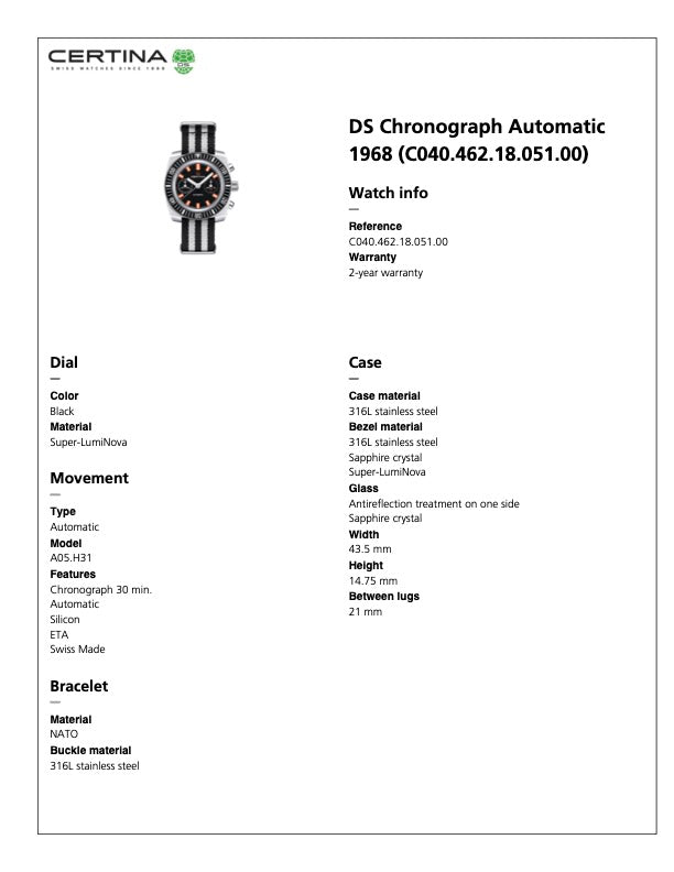 DS Chronograph Automatic 1968